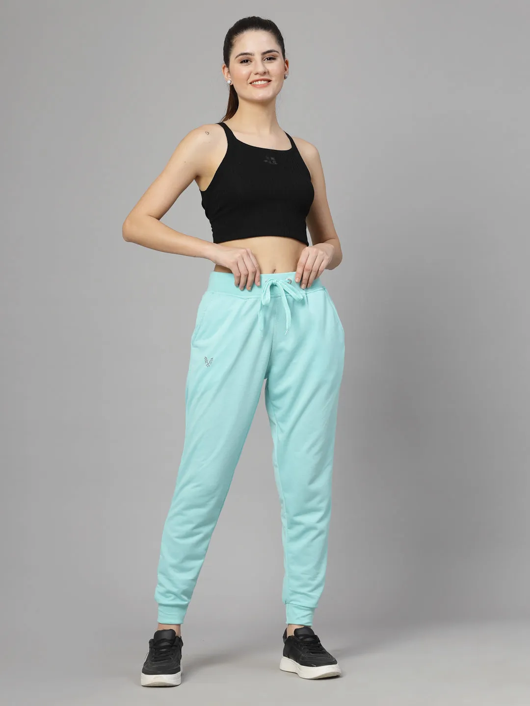 Women's Cotton Regular Fit Joggers Track Pants with 2 Pockets