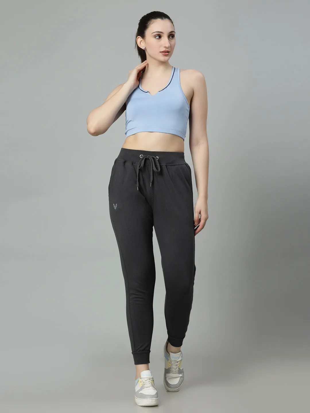 Women's Cotton Regular Fit Joggers Track Pants with 2 Pockets