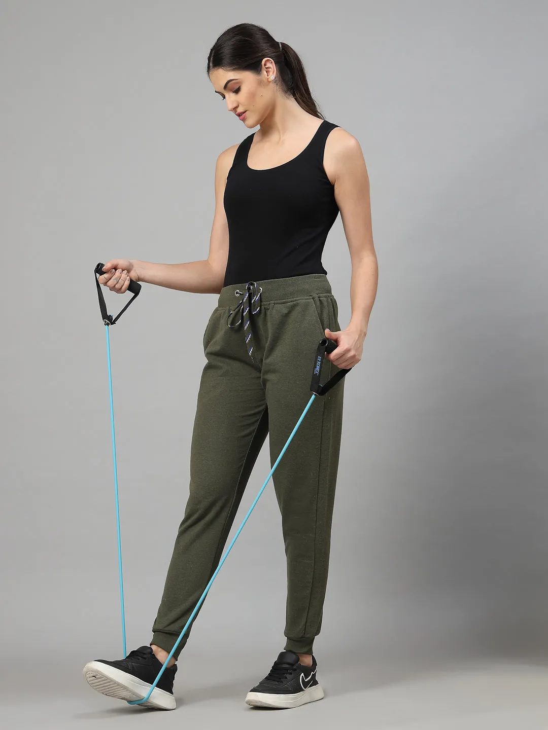 Women's Cotton Regular Fit Joggers Track Pants with 2 Pockets