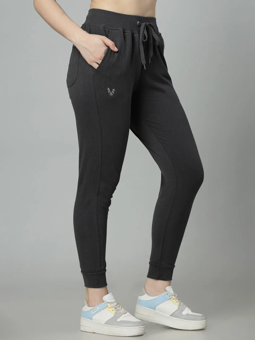 Women's Cotton Regular Fit Joggers Track Pants with 2 Pockets