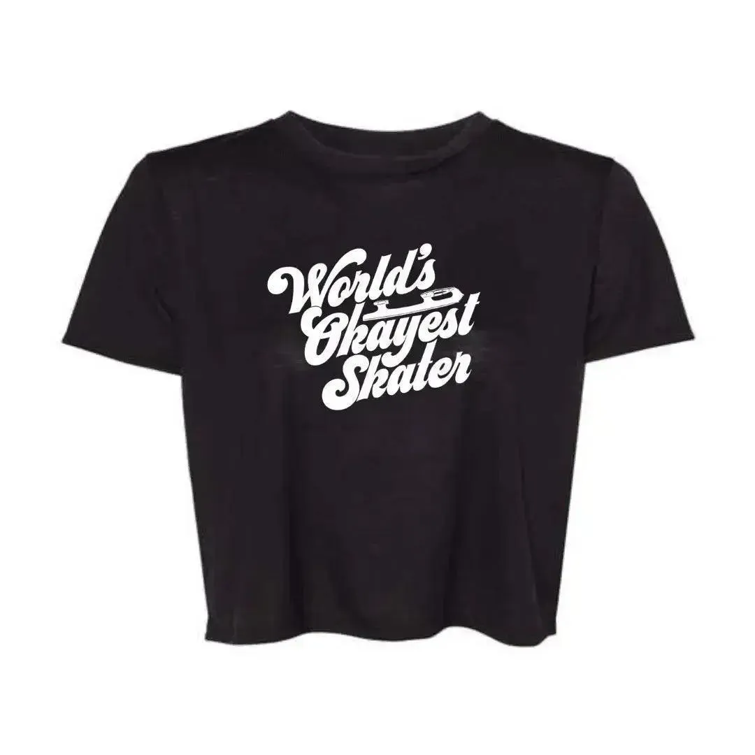 World's Okayest Skater Flowy Crop Tee