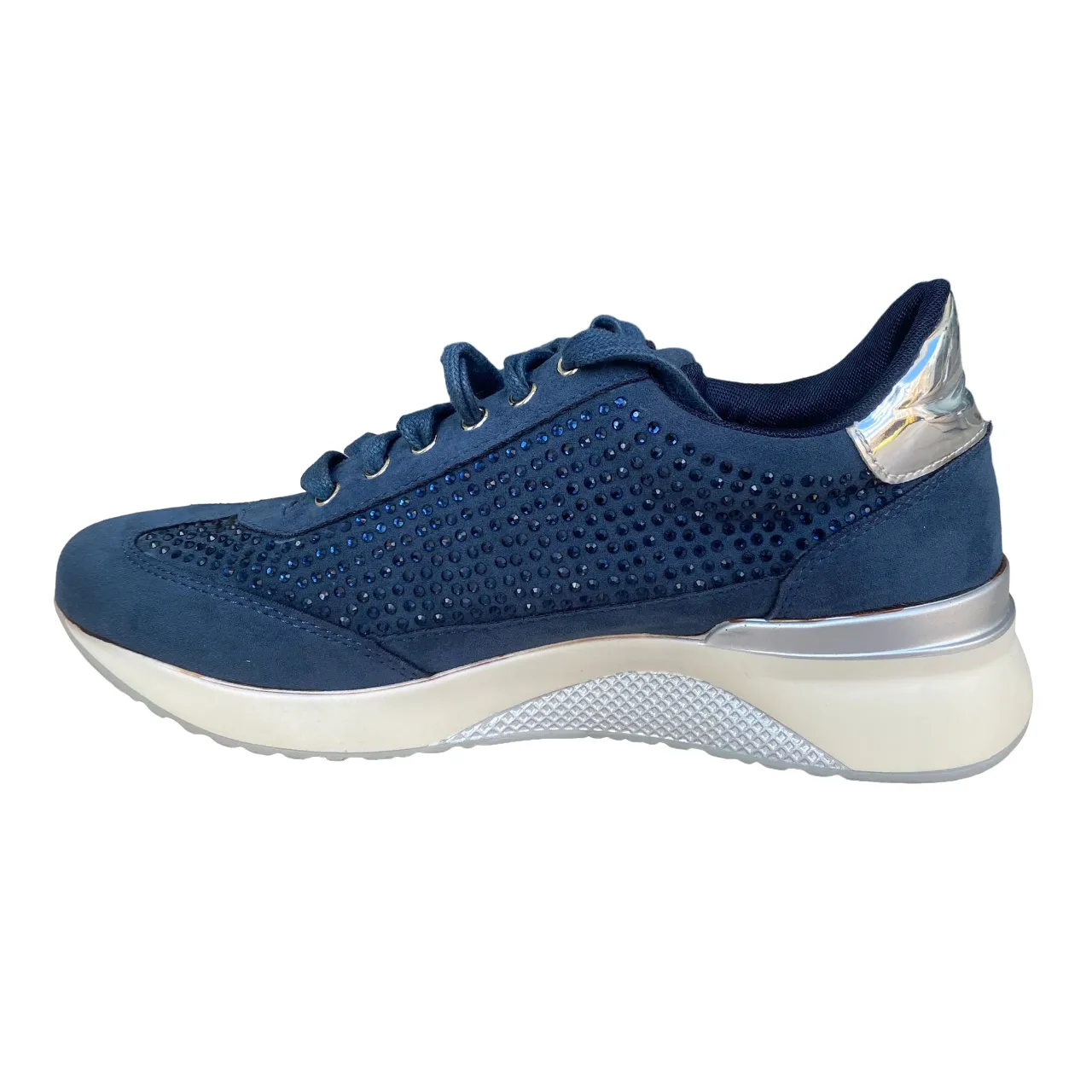 Xti scarpa casual donna Zapato 48934  con tomaia in camoscio e strass blu